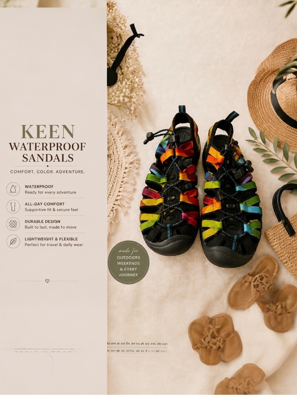 KEEN Newport H2 Waterproof Sandals Women’s Size 7.5 Rainbow Outdoor Adventure